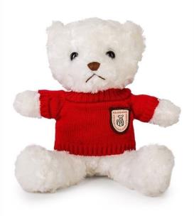 Opakowanie Miś biały 22cm w sweterku czerwony