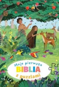 Moja pierwsza Biblia z puzzlami. Autor: Else Kirstine Juhl. Multiszop.pl Okładka książki Moja pierwsza Biblia z puzzlami