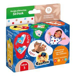 Moje pierwsze słowa Książeczka na kółeczku dla dzieci 12 mies.CzuCzu. Autor: Opracowanie zbiorowe. Multiszop.pl Okładka książki Moje pierwsze słowa Książeczka na kółeczku dla dzieci 12 mies.CzuCzu