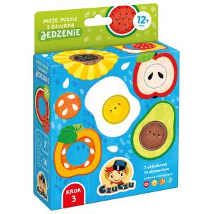 Moje puzzle z dziurką Jedzenie CzuCzu. Autor: Opracowanie zbiorowe. Multiszop.pl Okładka książki Moje puzzle z dziurką Jedzenie CzuCzu