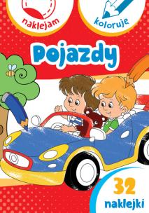 Naklejam i koloruję. Pojazdy. Autor: Małecki Aleksander. Multiszop.pl Okładka książki Naklejam i koloruję. Pojazdy