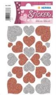 Opakowanie Naklejka Magic serca srebrne i czerwone