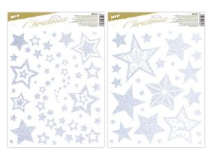 Opakowanie Naklejka na okno BN brokat srebrna 30x42cm MIX