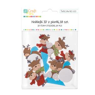 Opakowanie Naklejki 3D z piankami zabawne renifery 10szt