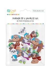 Opakowanie Naklejki 3D z piankami zimowe zwierzaki 12szt