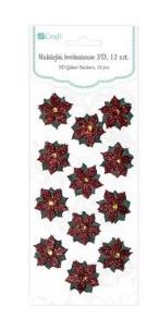 Opakowanie Naklejki brokatowe 3D Poinsettia (18 sztuk)