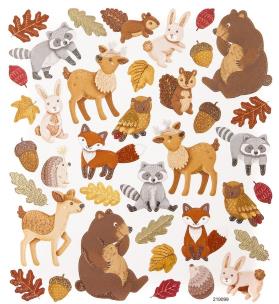 Opakowanie Naklejki brokatowe leśne zwierzaki 38szt