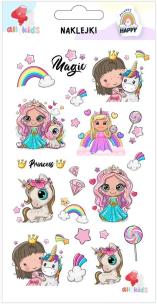 Opakowanie Naklejki dla dzieci Księżniczki jednorożce