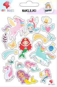 Naklejki dla dzieci Tęczowe jednorożce syrenki. Wydawca: All4Kids. Multiszop.pl Opakowanie Naklejki dla dzieci Tęczowe jednorożce syrenki