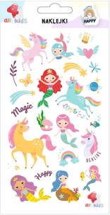 Opakowanie Naklejki dla dzieci Tęczowe jednorożce syrenki