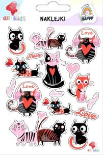 Naklejki dla dzieci Walentynki 3 Kotki. Wydawca: All4Kids. Multiszop.pl Opakowanie Naklejki dla dzieci Walentynki 3 Kotki