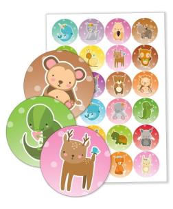 Opakowanie Naklejki do szafki - Zwierzaki z tłem 40mm 24szt.