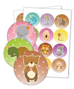 Naklejki do szafki - Zwierzaki z tłem 60mm 24szt.. Wydawca: LearnHow. Multiszop.pl Opakowanie Naklejki do szafki - Zwierzaki z tłem 60mm 24szt.