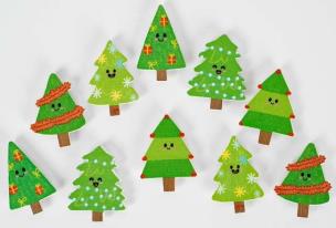 Opakowanie Naklejki drewniane Zima 3cm 10szt