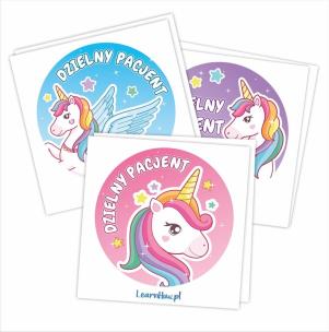 Naklejki Dzielny pacjent - Jednorożce 60mm 60szt. Wydawca: LearnHow. Multiszop.pl Opakowanie Naklejki Dzielny pacjent - Jednorożce 60mm 60szt