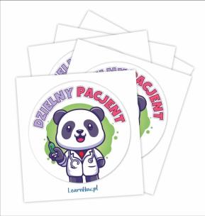 Opakowanie Naklejki Dzielny pacjent - Panda 40mm 60szt