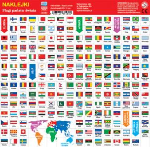 Naklejki Flagi Państw Świata. Wydawca: Jako. Multiszop.pl Opakowanie Naklejki Flagi Państw Świata