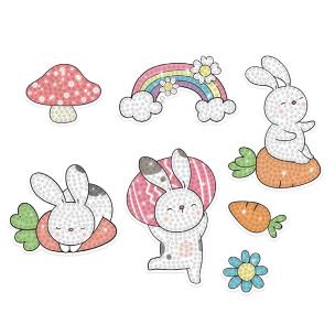 Opakowanie Naklejki Haft diamentowy wesoły króliczek