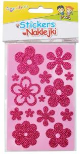 Opakowanie Naklejki kwiatki z brokatem 8x12,5cm czerwone 14el