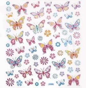 Opakowanie Naklejki motyle i kwiaty 63szt