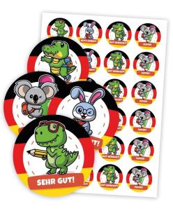 Opakowanie Naklejki motywacyjne - Niemieckie zwierzątka 48szt