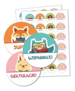 Naklejki motywacyjne - Zwierzątka 40mm 48szt. Wydawca: LearnHow. Multiszop.pl Opakowanie Naklejki motywacyjne - Zwierzątka 40mm 48szt