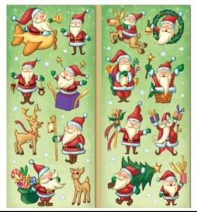 Opakowanie Naklejki na folii mikołaje i renifery