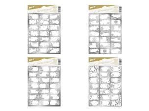 Opakowanie Naklejki na prezenty BN srebrne 20x30cm 21szt MIX