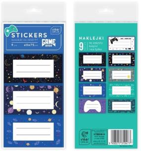 Opakowanie Naklejki na zeszyty 9 sztuk Game over 12 blistrów