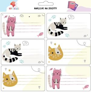Opakowanie Naklejki na zeszyty Kotki 6 sztuk