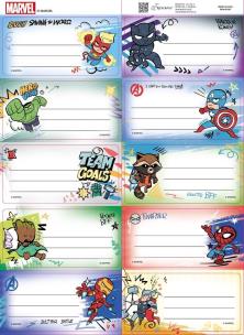 Naklejki na zeszyty pasek Avengers. Wydawca: Beniamin. Multiszop.pl Opakowanie Naklejki na zeszyty pasek Avengers