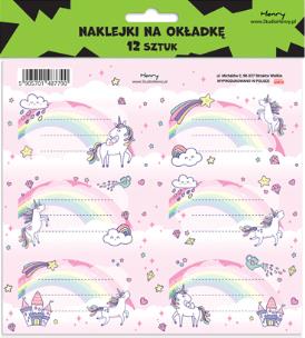 Opakowanie Naklejki na zeszyty - Unicorn Tęcza (12szt)