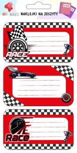 Opakowanie Naklejki na zeszyty Wyścigi (6 szt)