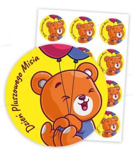 Opakowanie Naklejki okolicznościowe dzień misia 6cm 24szt