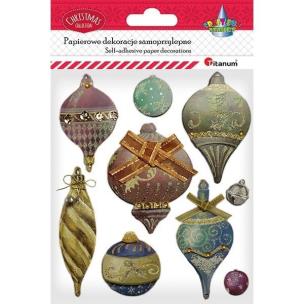 Opakowanie Naklejki papierowe 3D bombki retro mix 9szt
