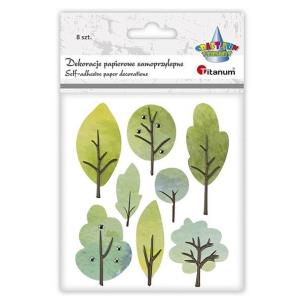 Opakowanie Naklejki papierowe 3D drzewa 8szt