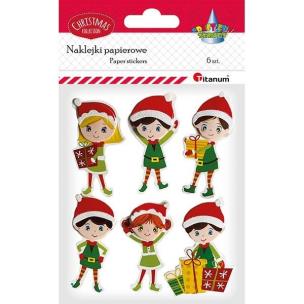 Opakowanie Naklejki papierowe Elfy Mikołaja 6szt