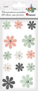 Opakowanie Naklejki papierowe kwiatki z kryształkiem 13szt