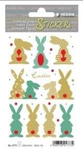 Opakowanie Naklejki papierowe złote zajączki