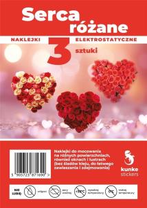 Naklejki Serca Różane 3szt. Wydawca: Kunke. Multiszop.pl Opakowanie Naklejki Serca Różane 3szt