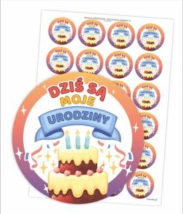 Naklejki urodzinowe - Dziś są moje urodziny 24szt. Wydawca: LearnHow. Multiszop.pl Opakowanie Naklejki urodzinowe - Dziś są moje urodziny 24szt