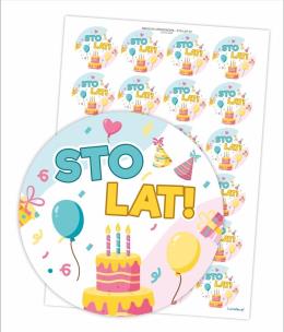 Naklejki urodzinowe - Sto lat! 24szt. Wydawca: LearnHow. Multiszop.pl Opakowanie Naklejki urodzinowe - Sto lat! 24szt