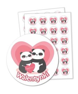 Opakowanie Naklejki walentynkowe - Pandy 40mm 24szt.