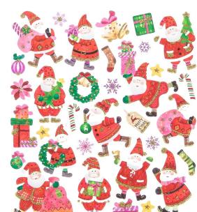 Naklejki z brokatem mikołaje 32szt. Wydawca: Dalprint. Multiszop.pl Opakowanie Naklejki z brokatem mikołaje 32szt