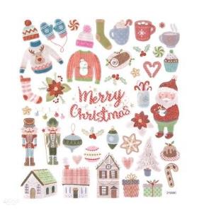 Naklejki z brokatem przytulne święta 43szt. Wydawca: Dalprint. Multiszop.pl Opakowanie Naklejki z brokatem przytulne święta 43szt