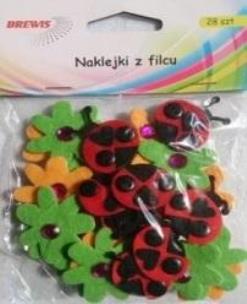 Opakowanie Naklejki z filcu biedronki i kwiatki 28szt