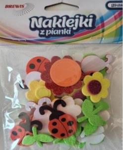 Opakowanie Naklejki z pianki - kwiatki i biedronki 32szt