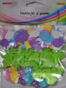 Opakowanie Naklejki z pianki kwiaty z brokatem 92szt