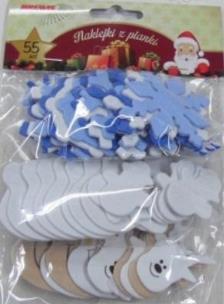 Opakowanie Naklejki z pianki renifery bałwany śnieżynki 55szt