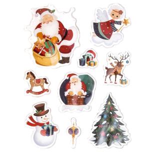 Naklejki żelowe z brokatem święta 9szt. Wydawca: Dalprint. Multiszop.pl Opakowanie Naklejki żelowe z brokatem święta 9szt